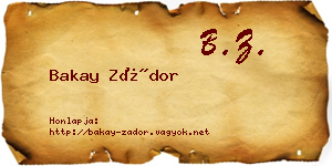Bakay Zádor névjegykártya